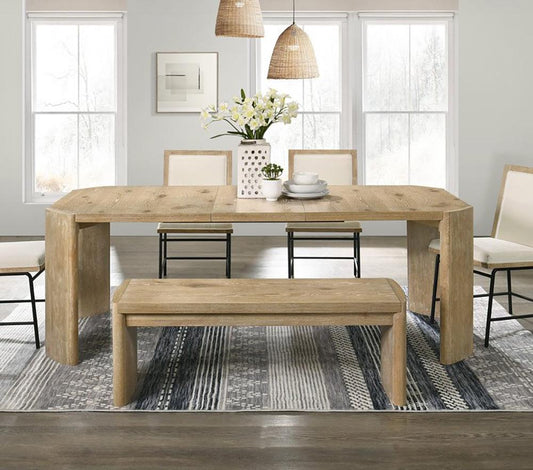 Lilola Home - Magnus Wooden Oak Finish 50.5inW Dining Bench-30035-BENCH veiw 2