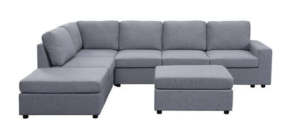 Lilola Home - Marley Light Gray Linen 7 Seat Reversible Modular Sectional Sofa with Ottoman - 881802-7 veiw 3