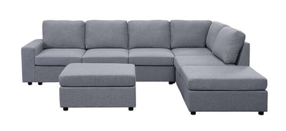 Lilola Home - Marley Light Gray Linen 7 Seat Reversible Modular Sectional Sofa with Ottoman - 881802-7 veiw 4