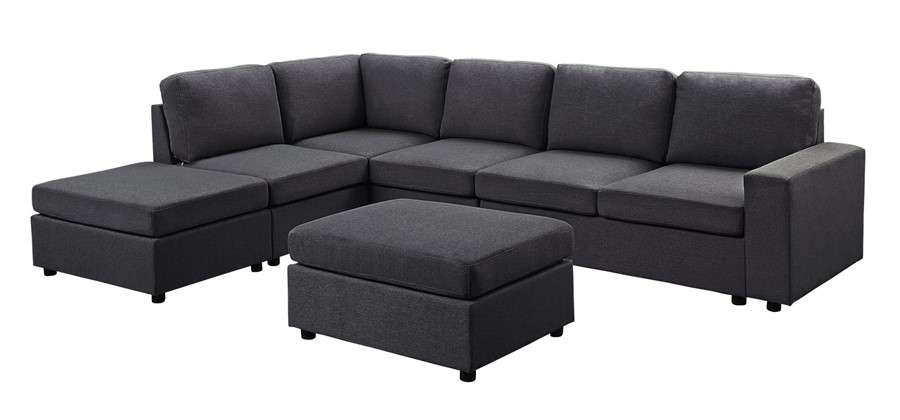 Lilola Home - Marley Modular Sectional Sofa with Ottoman in Dark Gray Linen - 881801-7 veiw 1