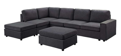Lilola Home - Marley Modular Sectional Sofa with Ottoman in Dark Gray Linen - 881801-7 veiw 1