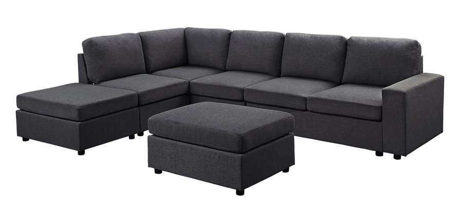 Lilola Home - Marley Modular Sectional Sofa with Ottoman in Dark Gray Linen - 881801-7 veiw 2