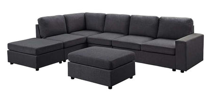 Lilola Home - Marley Modular Sectional Sofa with Ottoman in Dark Gray Linen - 881801-7 veiw 2