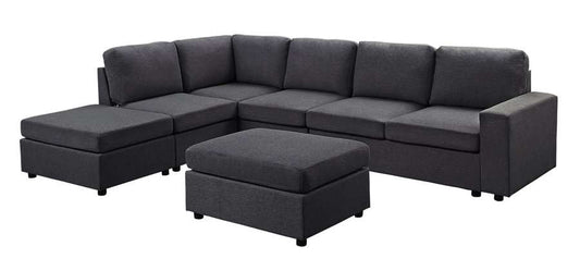 Lilola Home - Marley Modular Sectional Sofa with Ottoman in Dark Gray Linen - 881801-7 veiw 2