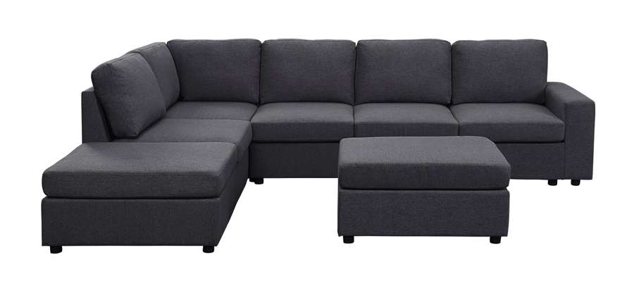 Lilola Home - Marley Modular Sectional Sofa with Ottoman in Dark Gray Linen - 881801-7 veiw 3