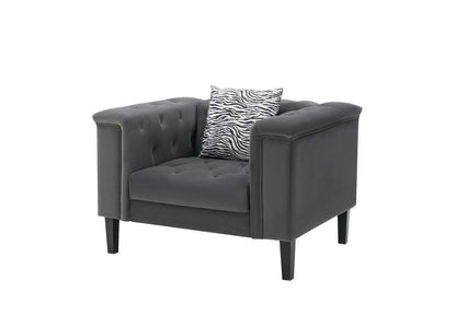 Lilola Home - Mary Dark Gray Velvet Tufted Chair With 1 Accent Pillow - 89223-C veiw 4