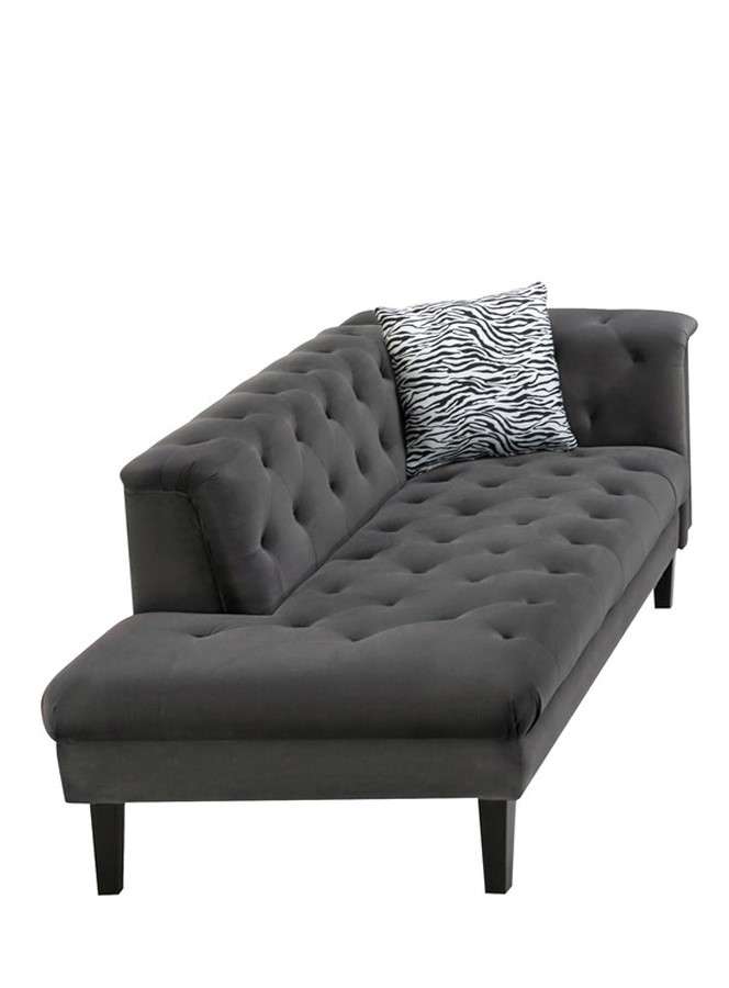 Lilola Home - Mary Dark Gray Velvet Tufted Chaise With 1 Accent Pillow - 89223-CH veiw 1