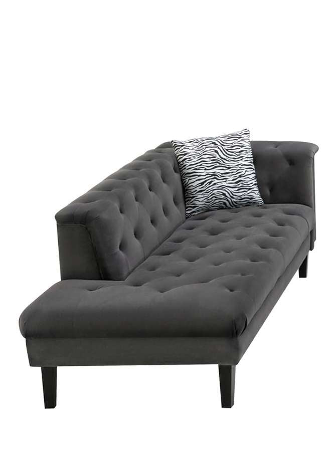 Lilola Home - Mary Dark Gray Velvet Tufted Chaise With 1 Accent Pillow - 89223-CH veiw 2