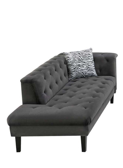Lilola Home - Mary Dark Gray Velvet Tufted Chaise With 1 Accent Pillow - 89223-CH veiw 2