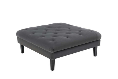 Lilola Home - Mary Dark Gray Velvet Tufted Ottoman - 89223-O veiw 1