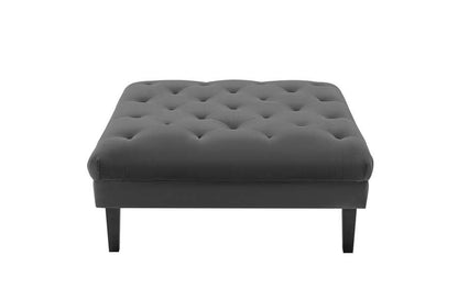 Lilola Home - Mary Dark Gray Velvet Tufted Ottoman - 89223-O veiw 3