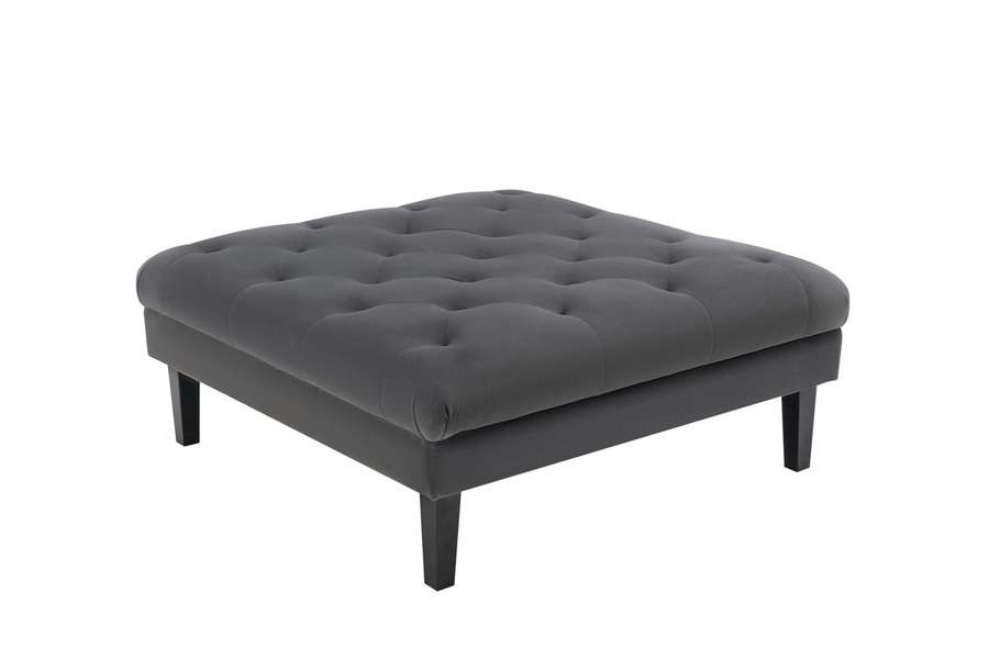 Lilola Home - Mary Dark Gray Velvet Tufted Ottoman - 89223-O veiw 4