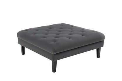 Lilola Home - Mary Dark Gray Velvet Tufted Ottoman - 89223-O veiw 4