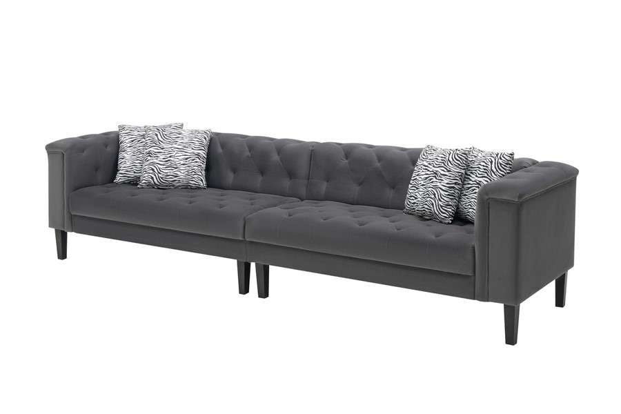 Lilola Home - Mary Dark Gray Velvet Tufted Sofa With Accent 4 Pillows - 89223-S veiw 1