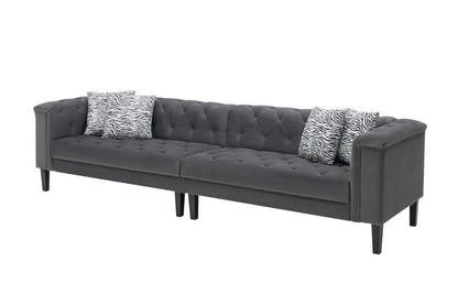 Lilola Home - Mary Dark Gray Velvet Tufted Sofa With Accent 4 Pillows - 89223-S veiw 1