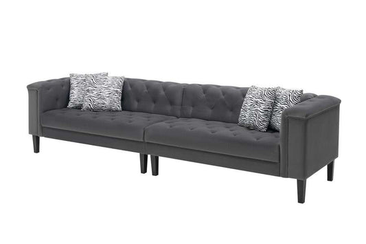 Lilola Home - Mary Dark Gray Velvet Tufted Sofa With Accent 4 Pillows - 89223-S veiw 1