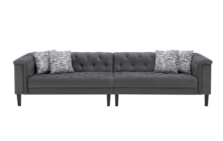 Lilola Home - Mary Dark Gray Velvet Tufted Sofa With Accent 4 Pillows - 89223-S veiw 2