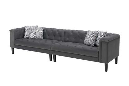 Lilola Home - Mary Dark Gray Velvet Tufted Sofa With Accent 4 Pillows - 89223-S veiw 4