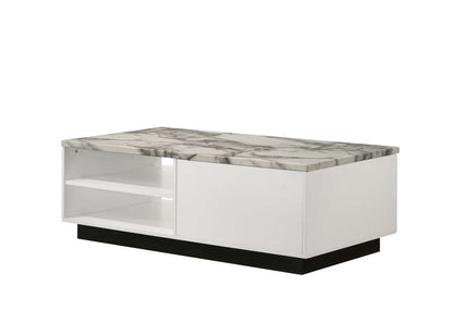 Lilola Home - Matilda 47inW White Coffee Table with White Faux Marble Top - 97029 veiw 3