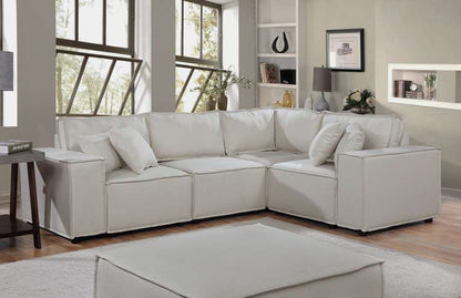 Lilola Home - Melrose Modular Sectional Sofa with Ottoman in Beige Linen - 89116-4 veiw 2