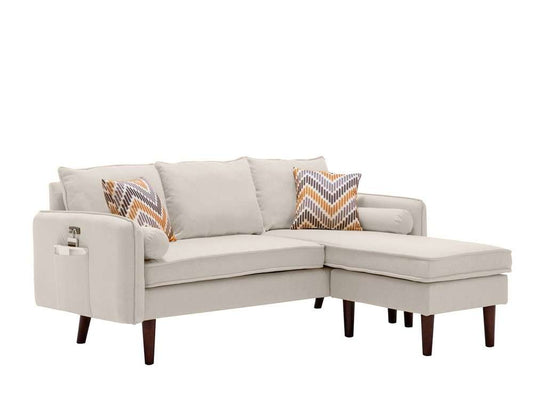 Lilola Home - Mia Beige Sectional Sofa Chaise with USB Charger & Pillows - 89628BE veiw 1