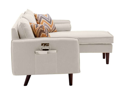 Lilola Home - Mia Beige Sectional Sofa Chaise with USB Charger & Pillows - 89628BE veiw 3