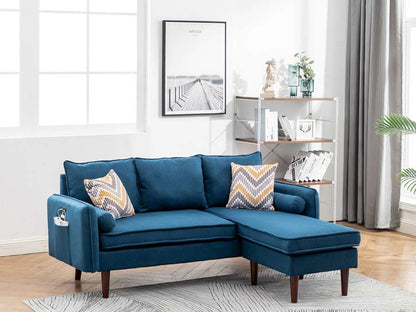 Lilola Home - Mia Blue Sectional Sofa Chaise with USB Charger & Pillows - 89628BU veiw 5