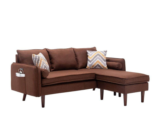 Lilola Home - Mia Brown Sectional Sofa Chaise with USB Charger & Pillows - 89628BN veiw 1