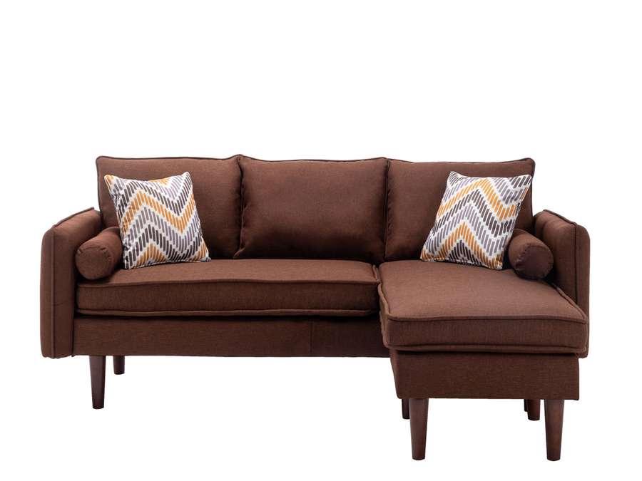 Lilola Home - Mia Brown Sectional Sofa Chaise with USB Charger & Pillows - 89628BN veiw 2