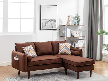 Lilola Home - Mia Brown Sectional Sofa Chaise with USB Charger & Pillows - 89628BN veiw 5