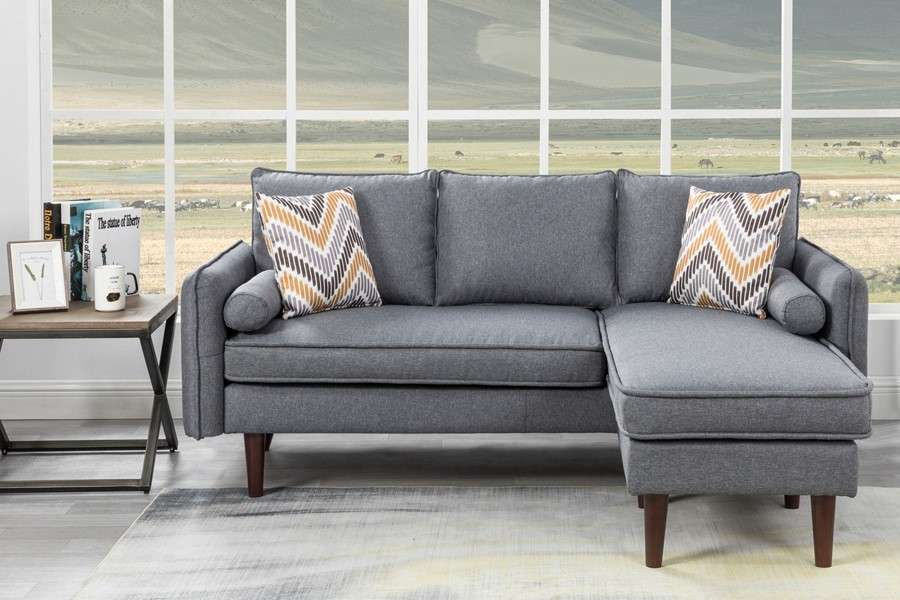 Lilola Home - Mia Gray Sectional Sofa Chaise with USB Charger & Pillows - 89628 veiw 1