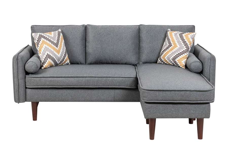 Lilola Home - Mia Gray Sectional Sofa Chaise with USB Charger & Pillows - 89628 veiw 2