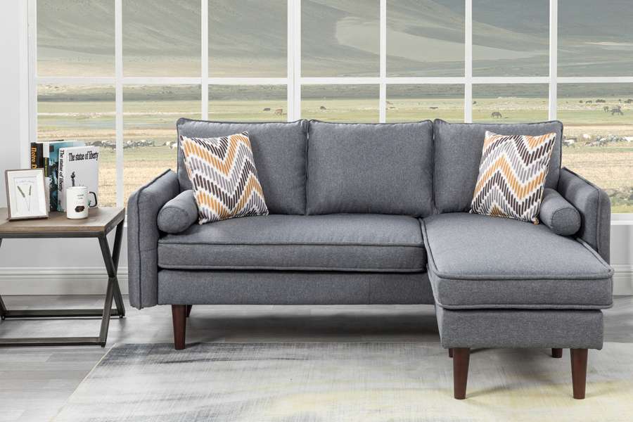Lilola Home - Mia Gray Sectional Sofa Chaise with USB Charger & Pillows - 89628 veiw 3