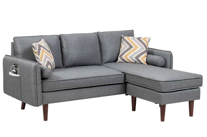 Lilola Home - Mia Gray Sectional Sofa Chaise with USB Charger & Pillows - 89628 veiw 4