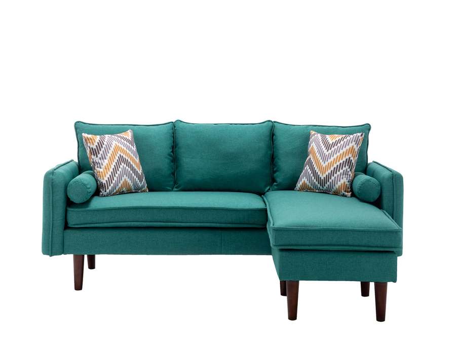 Lilola Home - Mia Green Sectional Sofa Chaise with USB Charger & Pillows - 89628GN veiw 2