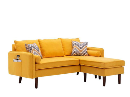 Lilola Home - Mia Yellow Sectional Sofa Chaise with USB Charger & Pillows - 89628YW veiw 1