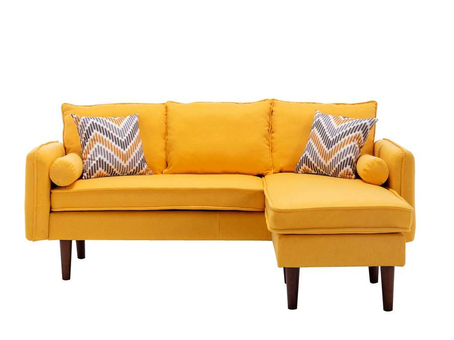 Lilola Home - Mia Yellow Sectional Sofa Chaise with USB Charger & Pillows - 89628YW veiw 2