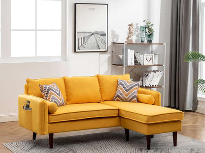 Lilola Home - Mia Yellow Sectional Sofa Chaise with USB Charger & Pillows - 89628YW veiw 5
