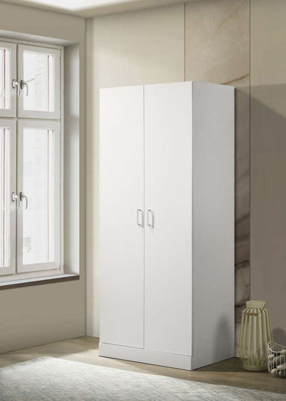 Lilola Home - Michael White Double Door Wardrobe Cabinet Armoire with Shelf and Hanging Rod - 96005 veiw 1