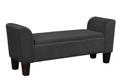 Lilola Home - Mila Black Velvet Ottoman Bench with Storage - 88871BK veiw 3