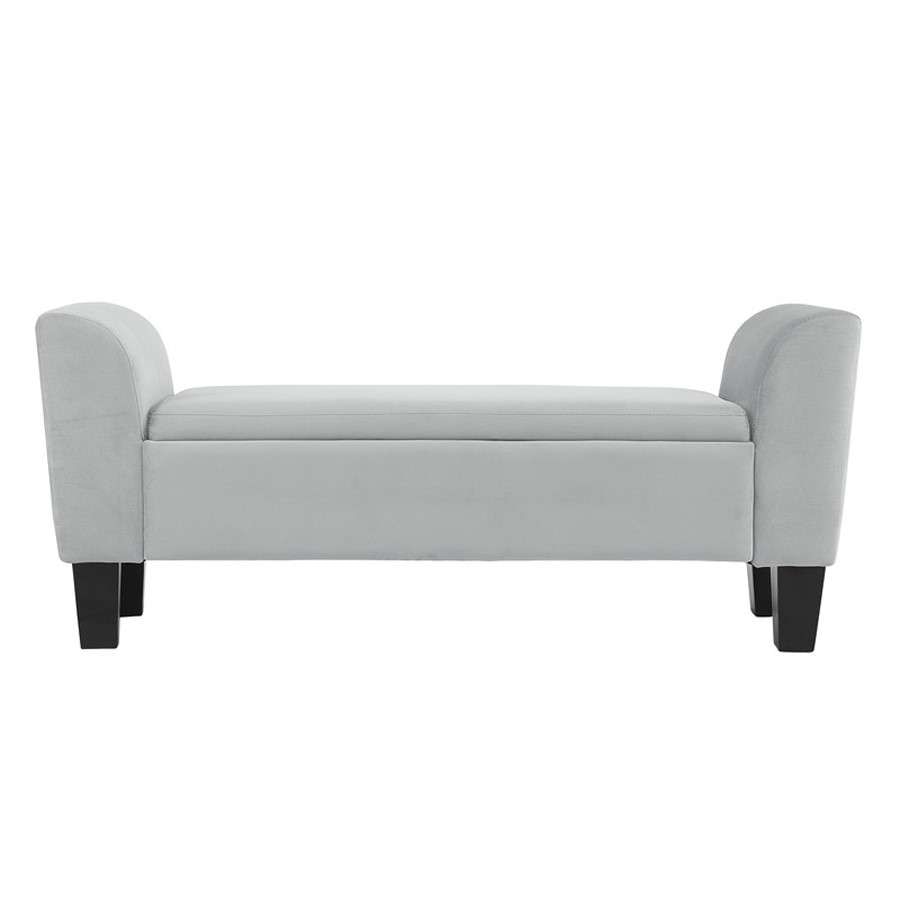 Lilola Home - Mila Gray Velvet Ottoman Bench with Storage - 88872 veiw 1