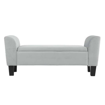 Lilola Home - Mila Gray Velvet Ottoman Bench with Storage - 88872 veiw 2