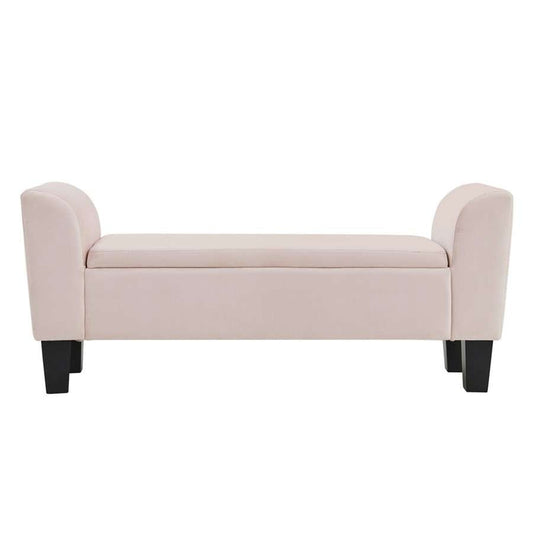 Lilola Home - Mila Pink Velvet Ottoman Bench with Storage - 88871 veiw 1