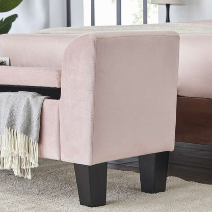 Lilola Home - Mila Pink Velvet Ottoman Bench with Storage - 88871 veiw 3