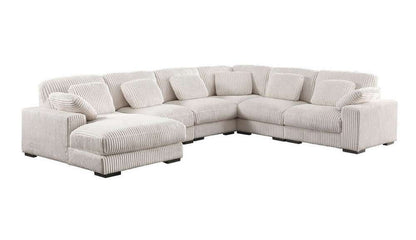 Lilola Home - Nadine 155.5inW Beige Corduroy Corner Sectional Sofa with Left-Facing Chaise - 89160 veiw 1