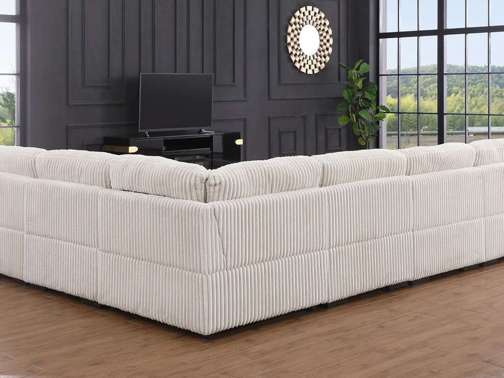 Lilola Home - Nadine 155.5inW Beige Corduroy Corner Sectional Sofa with Left-Facing Chaise - 89160 veiw 3