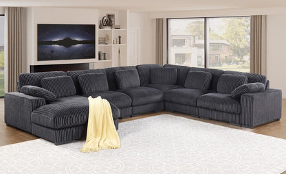 Lilola Home - Nadine 155.5inW Dark Gray Corduroy Corner Sectional Sofa with Left-Facing Chaise in Dark Gray - 89161 veiw 1