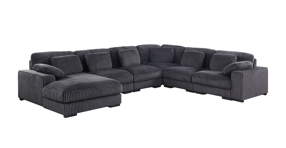 Lilola Home - Nadine 155.5inW Dark Gray Corduroy Corner Sectional Sofa with Left-Facing Chaise in Dark Gray - 89161 veiw 2