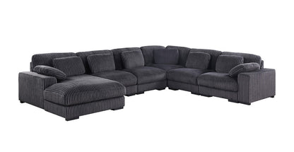 Lilola Home - Nadine 155.5inW Dark Gray Corduroy Corner Sectional Sofa with Left-Facing Chaise in Dark Gray - 89161 veiw 2