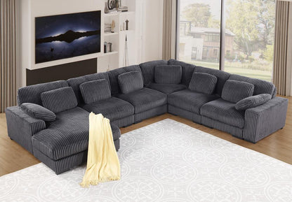 Lilola Home - Nadine 155.5inW Dark Gray Corduroy Corner Sectional Sofa with Left-Facing Chaise in Dark Gray - 89161 veiw 3